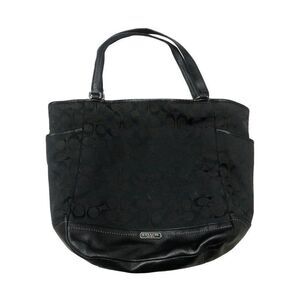 Coach Park Signature Black Leather Jacquard Tote Bag F23295